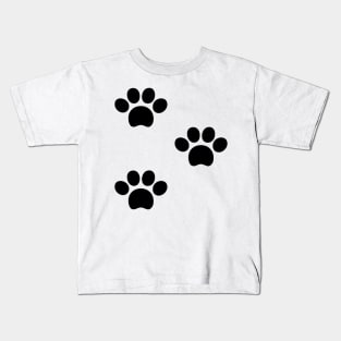 black dog paws design Kids T-Shirt